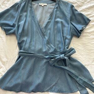 Chambray peplum top